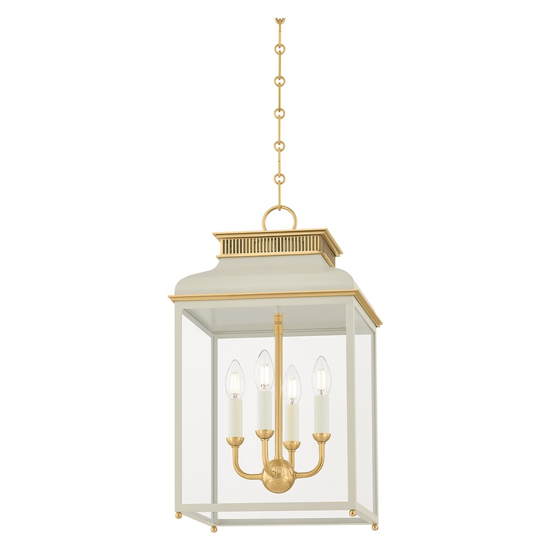 Houghton 4-Light Lantern Aged Brass/Off-White