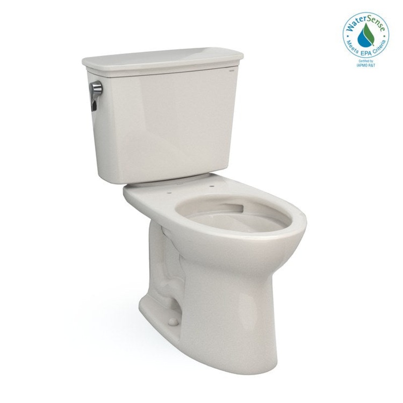 Toilet Drake 2 Pieces Transitional Universal Height Sedona Beige Elongated ADA 30-11/16 Inch 1.28 Gallons per Flush Left Hand Chrome Less Seat
