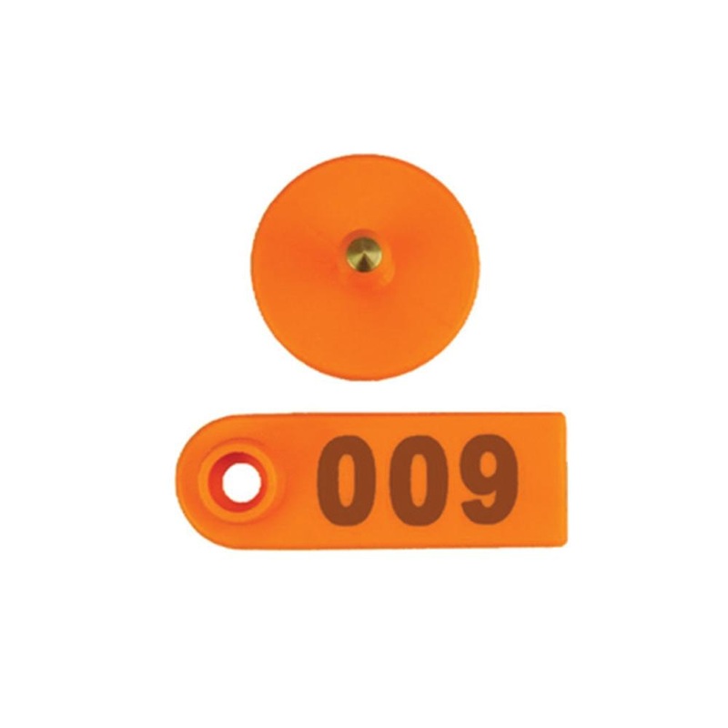 1-100 Cattle Number Ear Tag 5x2cm Set – Orange Mini Pig Sheep Livestock Label