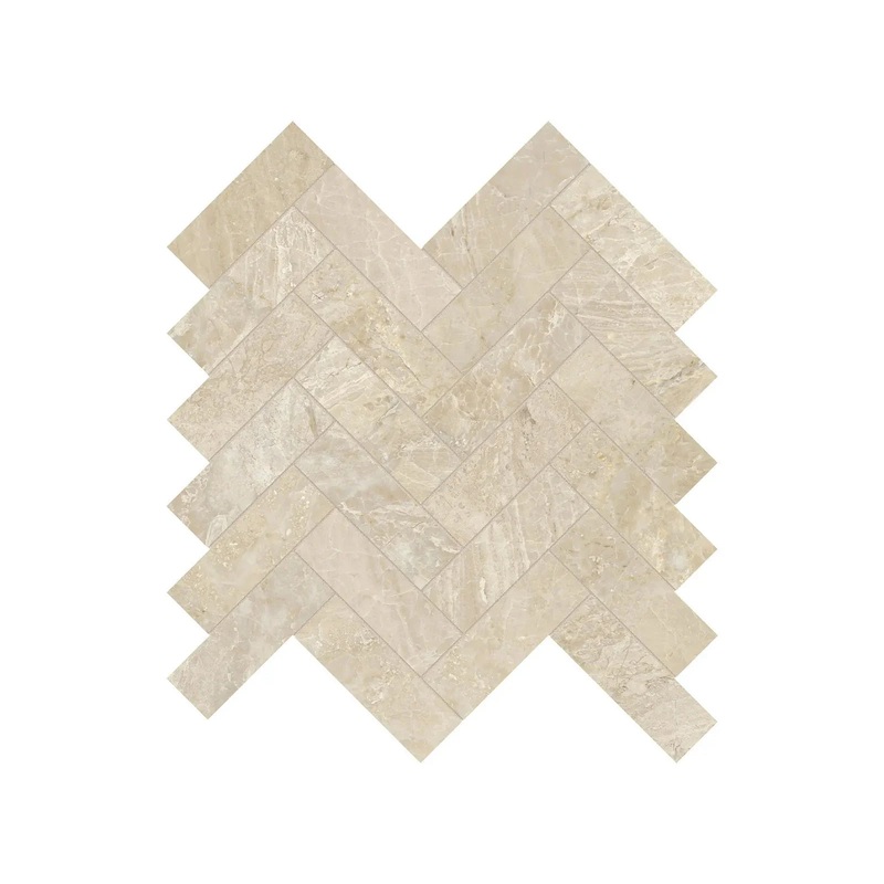 1.25″ x 4″ Impero Reale Herringbone Honed Marble Mosaic 1 Sheet = .89 Sqft