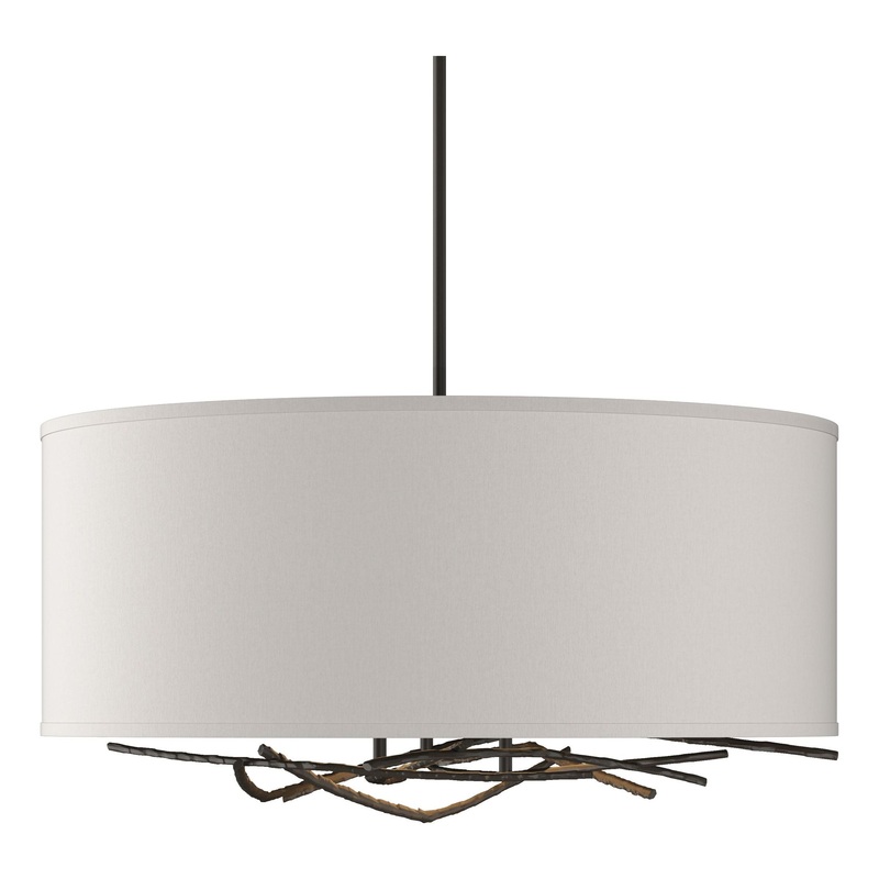 Brindille Drum Shade Pendant Dark Smoke Flax Shade (SE)