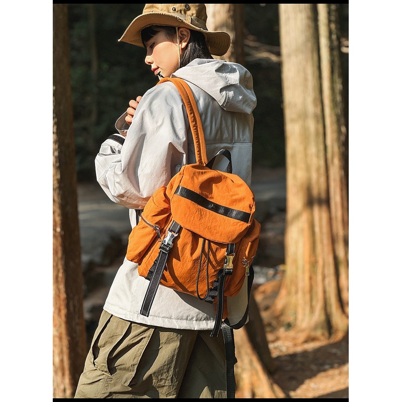 Brown Lightweight Nylon Backpack – Water Resistant Travel Daypack for Women & Men