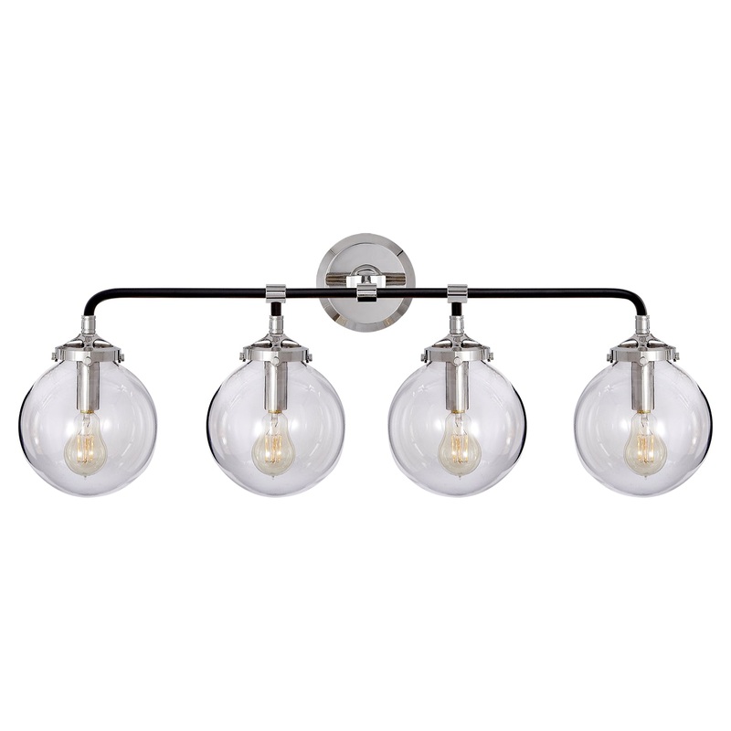Four Light Bath Sconce from the Bistro Collection in Polished Nickel And Black Finish by Visual Comfort Signature