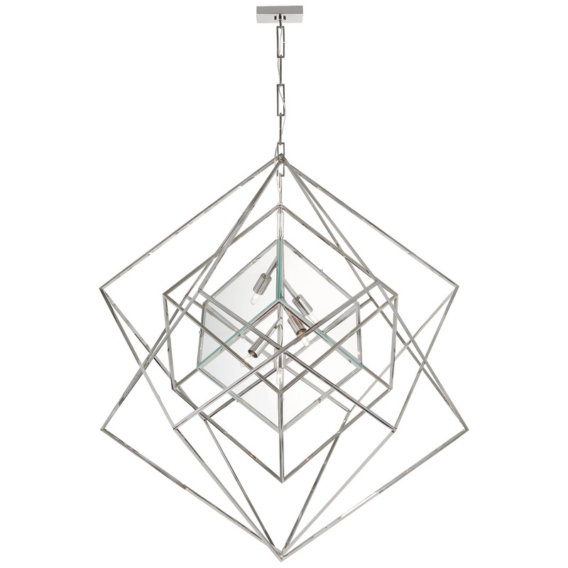 LED Chandelier from the Cubist Collection in Polished Nickel Finish by Visual Comfort Signature