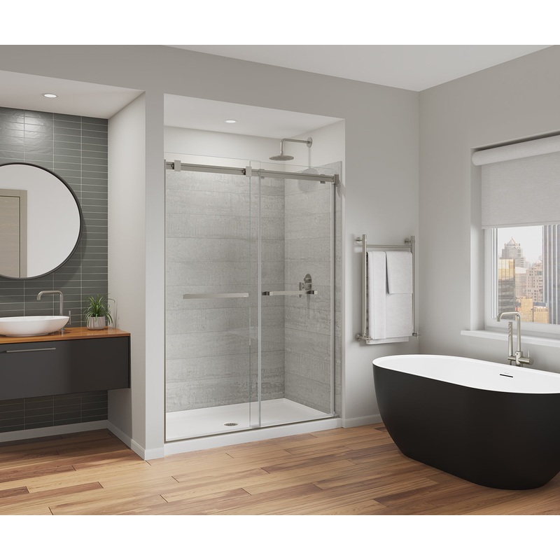 MAAX 136955-810-305-000 Duel Alto 56-59 X 78 in. 8mm Bypass Shower Door for Alcove Installation with GlassShield glass in Brushed Nickel