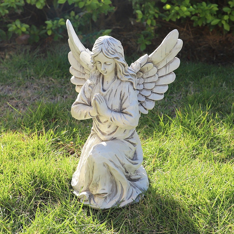 Nordic Style Resin Angel Garden Ornament – Serene Religious Decor