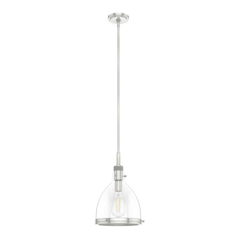 One Light Pendant from the Van Nuys Collection in Brushed Nickel Finish by Hunter