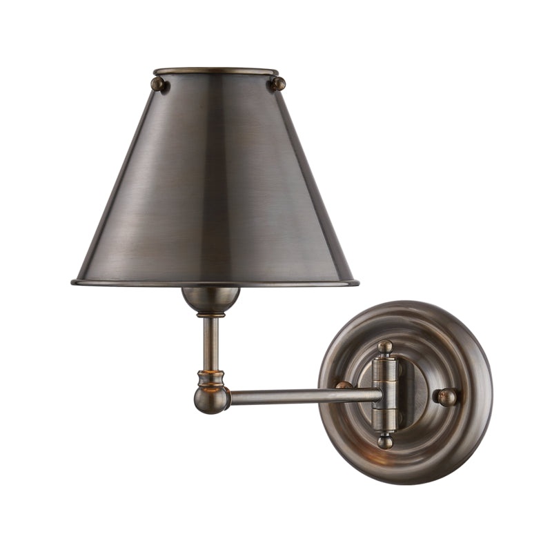 One Light Wall Sconce from the Classic No.1 Collection in Distressed Bronze Finish by Hudson Valley