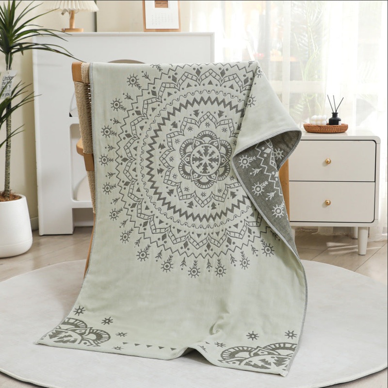 Premium Cartoon Animal Print Gauze Bath Towel – 70x140cm, Soft, Absorbent(Mandela 70*140)