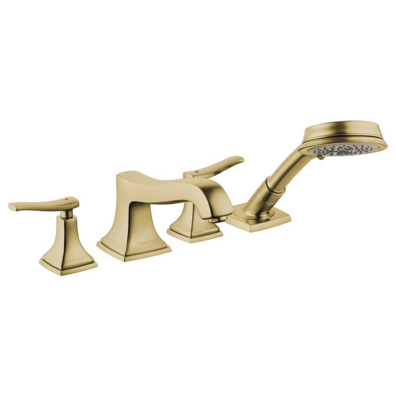 Roman Tub Trim Metropol Classic with Handshower 2 Lever Brushed Bronze 8 Inch Spread 5.0 Gallons per Minute