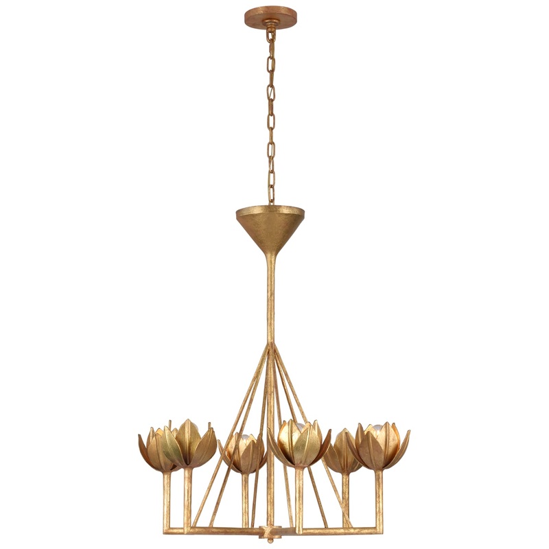 Six Light Chandelier from the Alberto Collection in Antique Gold Leaf Finish by Visual Comfort Signature