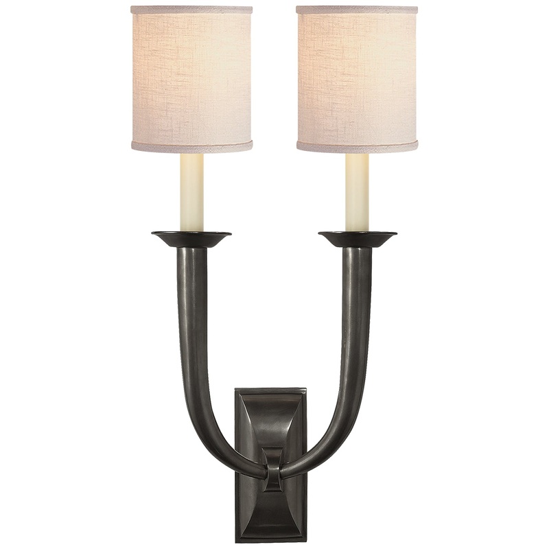 Two Light Wall Sconce from the French Deco Horn Collection in Bronze Finish by Visual Comfort Signature