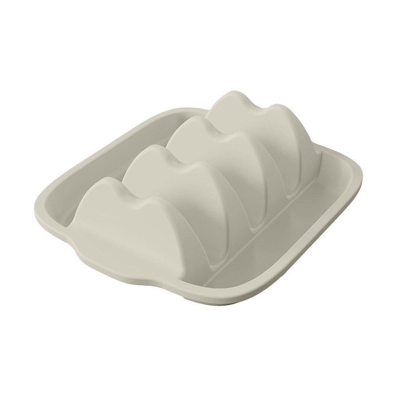 White Silicone Taco Holder Tray – Creative Non-Slip Corn Taco Serving Rack with 4 Compartments