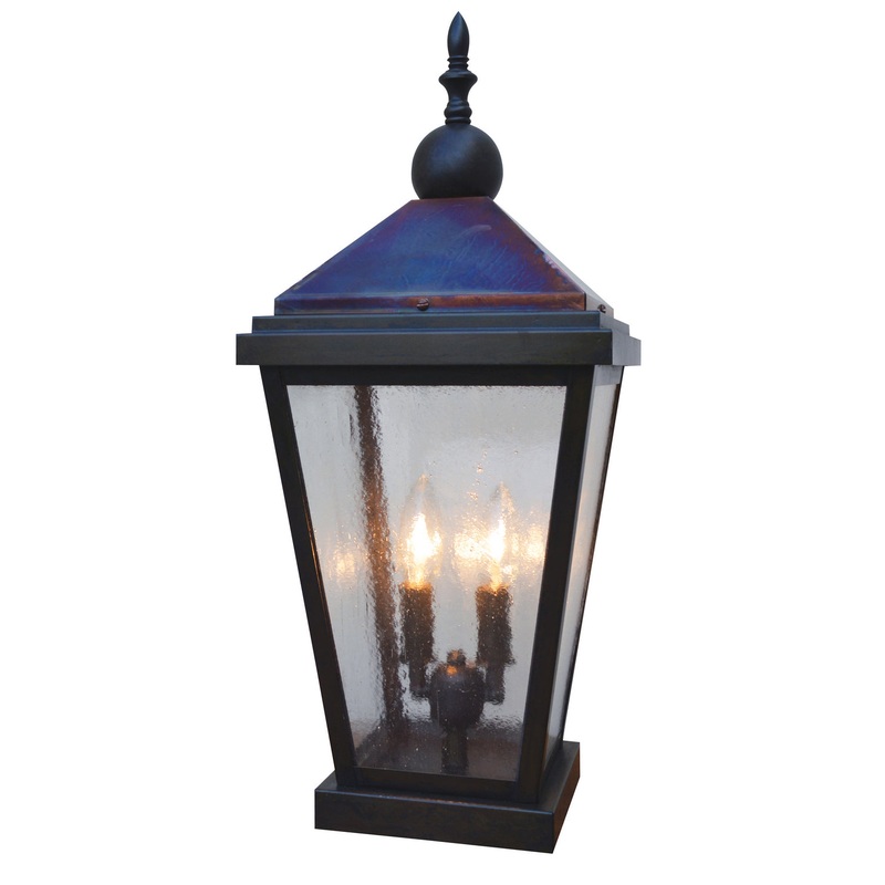 Arroyo LAC-9CS-BZ/RC Lancaster Two Light Column Mount Bronze w/ Raw Copper