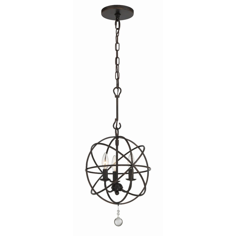 Crystorama 9225-EB Solaris Three Light Mini Chandelier English Bronze