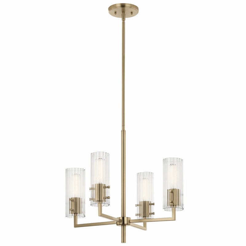 Four Light Chandelier from the Velestino Collection in Champagne Bronze Finish by Kichler