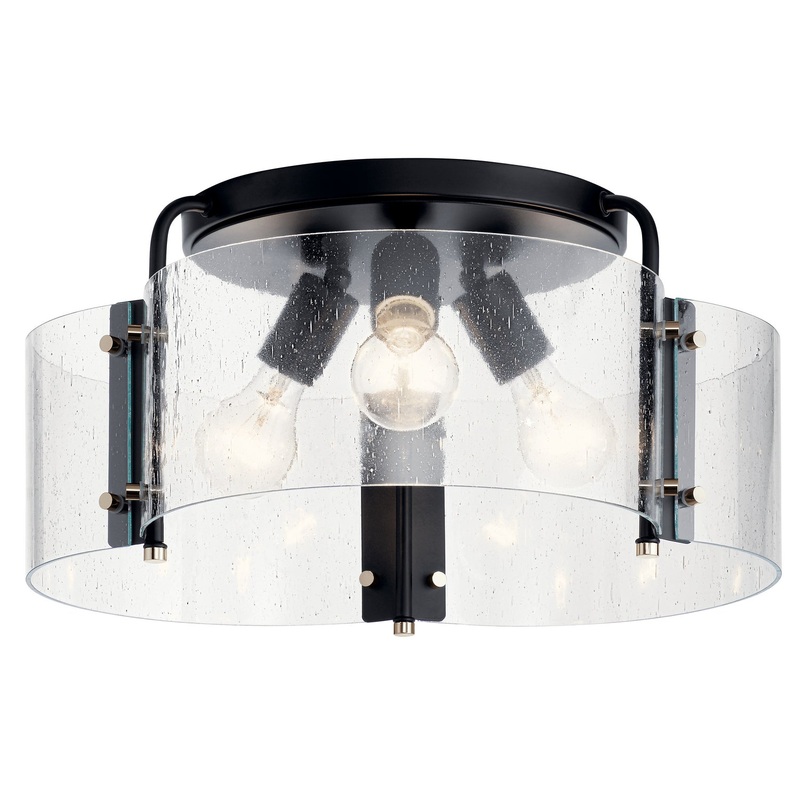 Kichler 42955BK Three Light Semi Flush Mount, Black