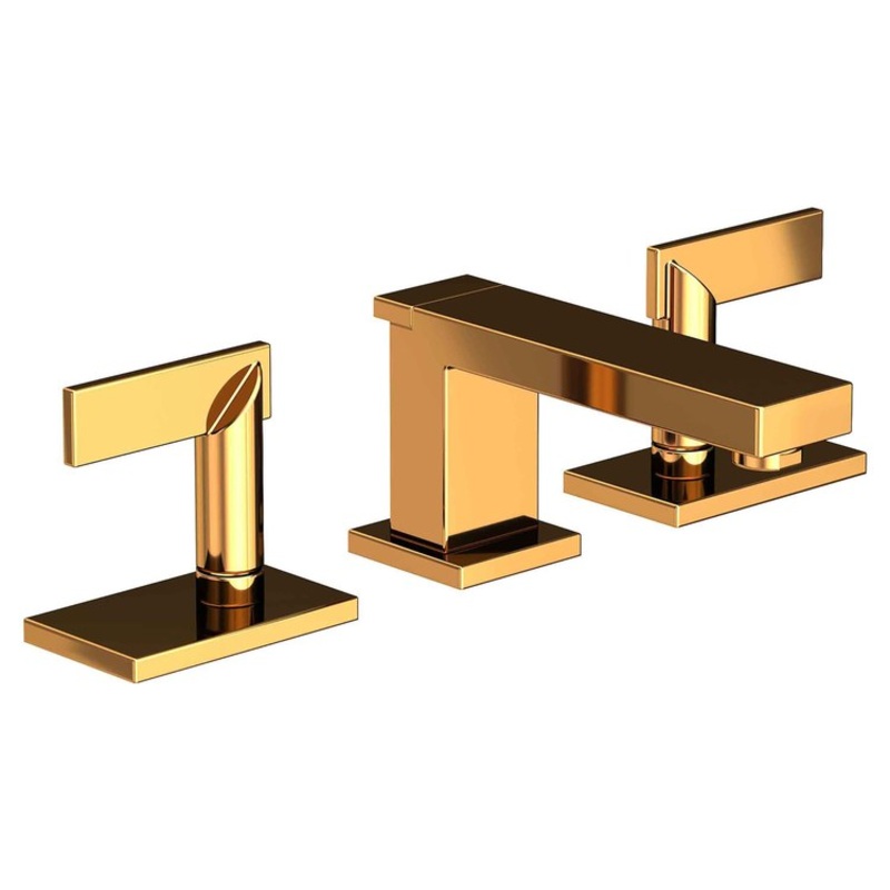 Lavatory Faucet Metro Widespread 8 to 20 Inch Spread 2 Lever ADA Polished Gold PVD 1.2 Gallons per Minute Brass Spout Height 2-1/2 Inch