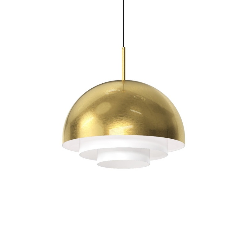 Modern Tiers 16″ Dome LED Pendant Brass Finish