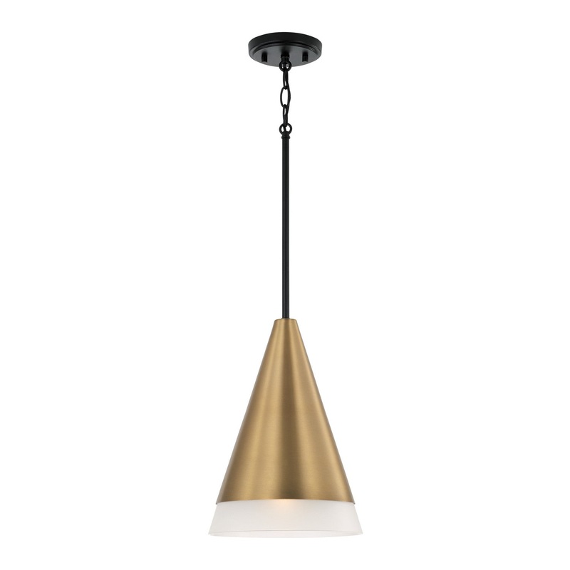 One Light Pendant from the Avant Collection in Aged Brass and Black Finish by Capital Lighting