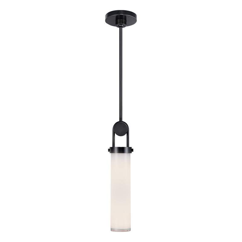 One Light Pendant from the Wynwood Collection in Urban Bronze/Glossy Opal Glass Finish by Alora