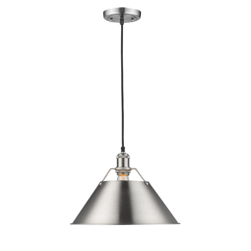 Orwell PW 1 Light Pendant – 14″ in Pewter with Pewter Shade