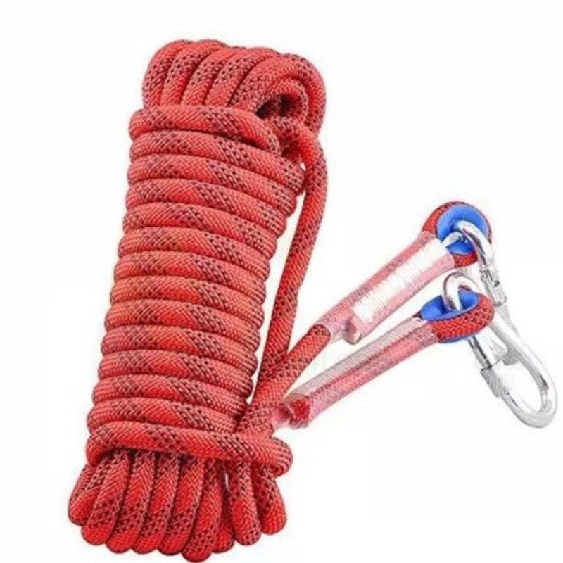 Red Polyester (for home use) Without Wire Core Heavy Duty Adjustable Clothesline Set (2 Pack) – 15m Steel Wire Core Nylon Rope with Hooks for Outdoor & Camping