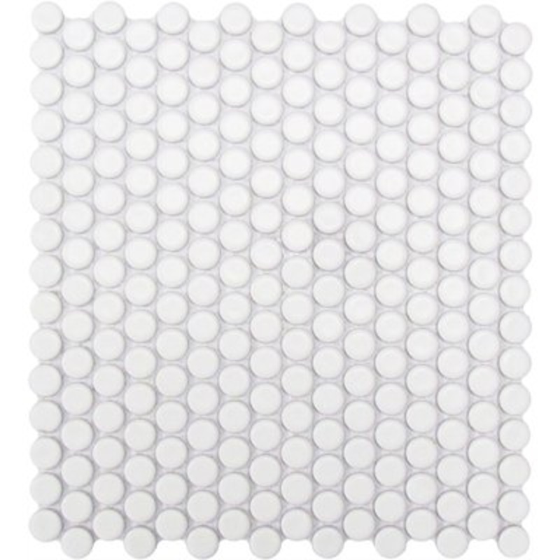 Roca Tile Usa Inc United States Ceramic Tile Cc Mosaics Ii Matte White Penny Round Porcelain Mosaics. Ufcc108-12Mt 1 Sheet = 1 Sq. Ft.