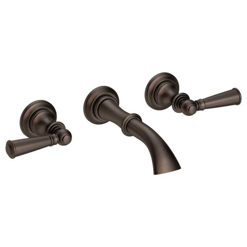 Sutton Two Handle Wall-Mount Bathroom Faucet with Lever Handles – English Bronze