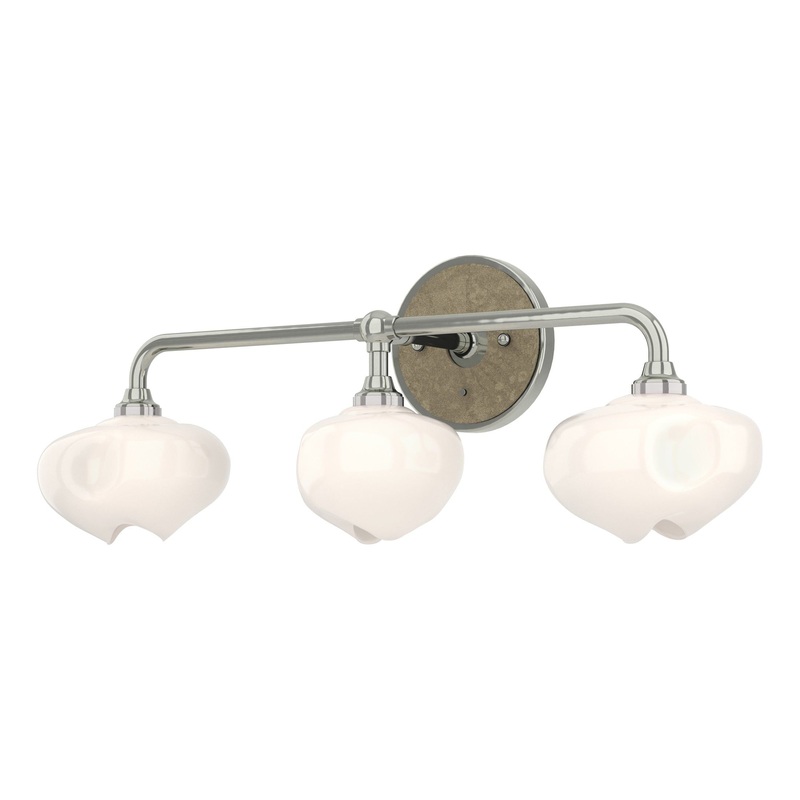 Ume 3-Light Curved Arm Bath Sconce Sterling Soft Gold