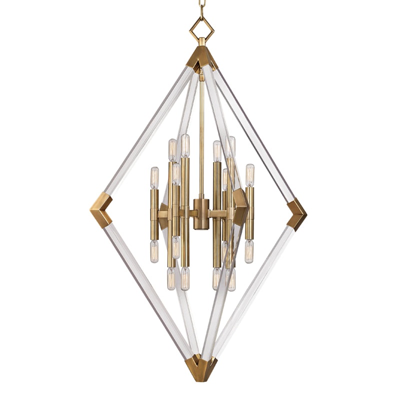16 Light Pendant from the Lyons Collection in Aged Brass Finish by Hudson Valley
