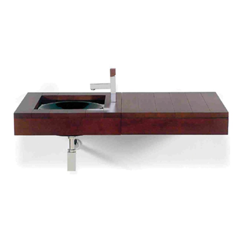 Antonio Miro Large Iroko Wood Wall Mount Counter Top Unit with Integral Drawer