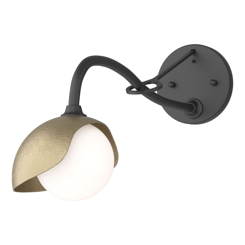 Brooklyn 1-Light Single Shade Long-Arm Sconce Black Soft Gold