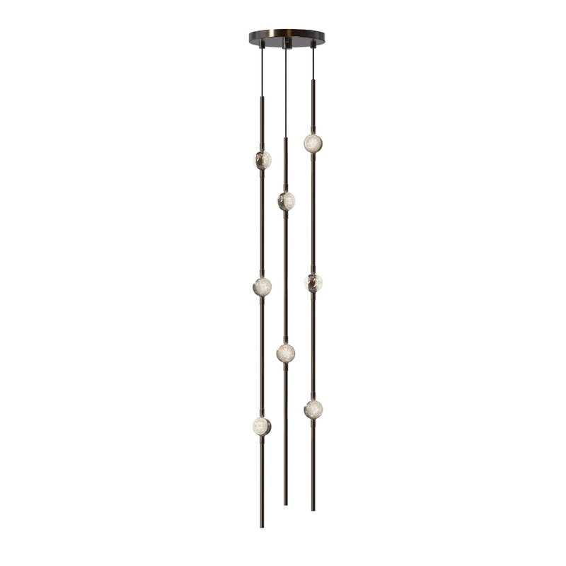 Constellation Andromeda Short 6″ Round LED Pendant Espresso Black with Clear Faceted Acrylic 2700K 20′ Adjustable Cord