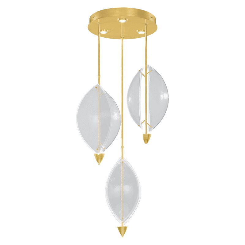 Embark 28.5″W Round Pendant Gold Leaf/Clear
