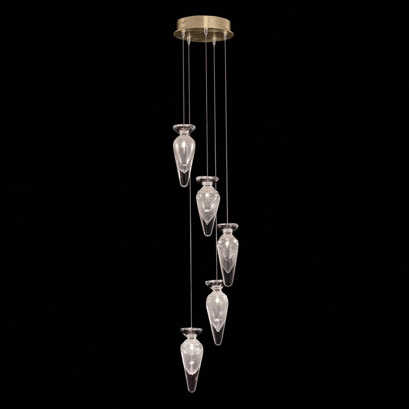 Essence 11.5″W Round Pendant Gold/Clear Tear