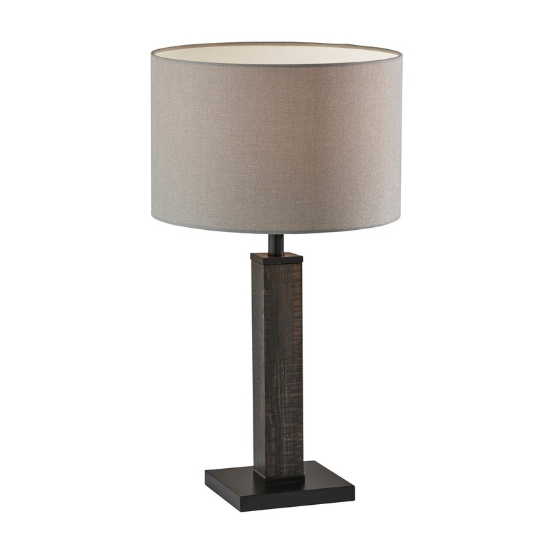 Kona Table Lamp MDF with Black Washed Wood Pvc Veneer& Black Metal Accents
