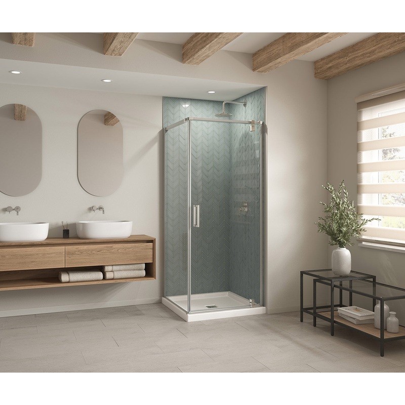 MAAX 410000-540-001-000 B3Round 3636 Acrylic Corner Left or Right Shower Base in White with Anti-slip Bottom with Center Drain