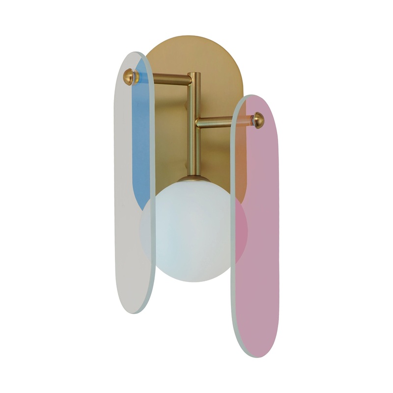 Megalith LED Wall Sconce Natural Aged Brass Dichroic Glass