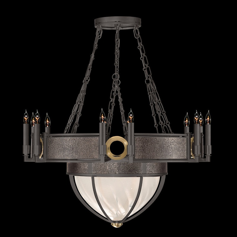 Mirage 35.75″W Round Chandelier Midnight Steel/Brass/Pebble