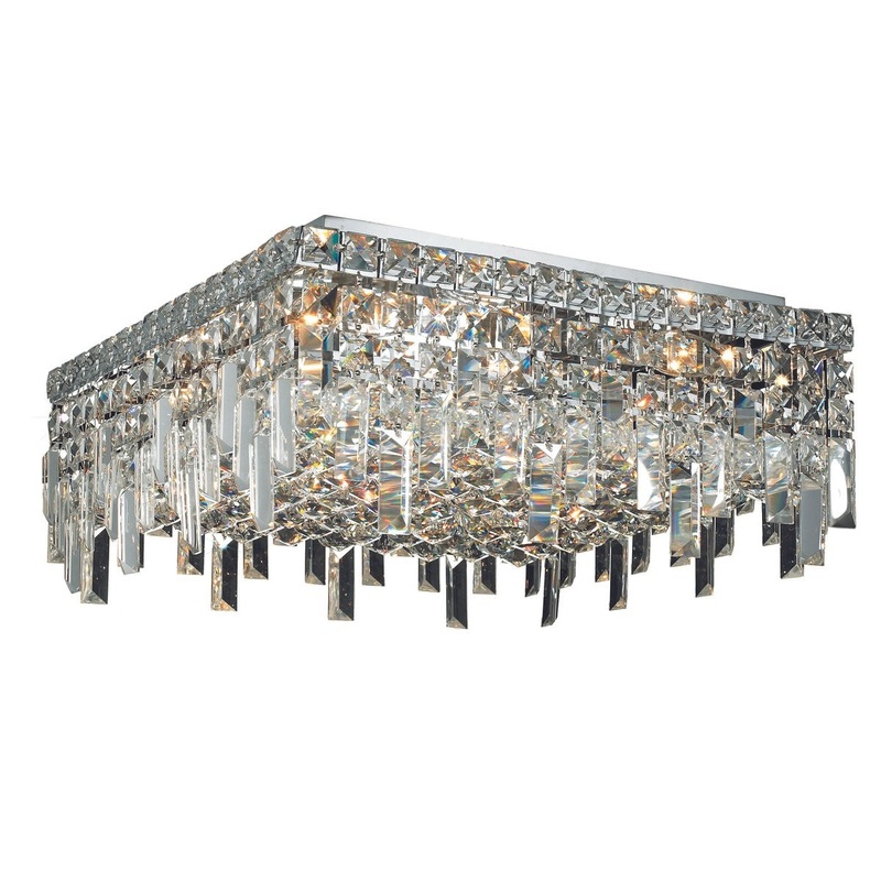 Six Light Flush Mount from the Maxime Collection in Chrome Finish by Elegant Lighting