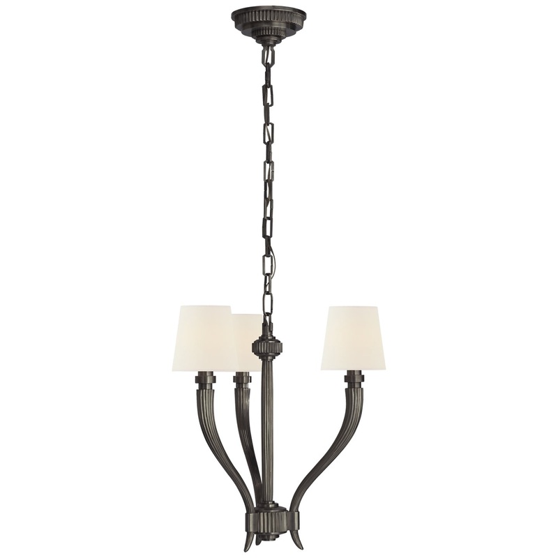 Three Light Chandelier from the Ruhlmann Collection in Bronze Finish by Visual Comfort Signature