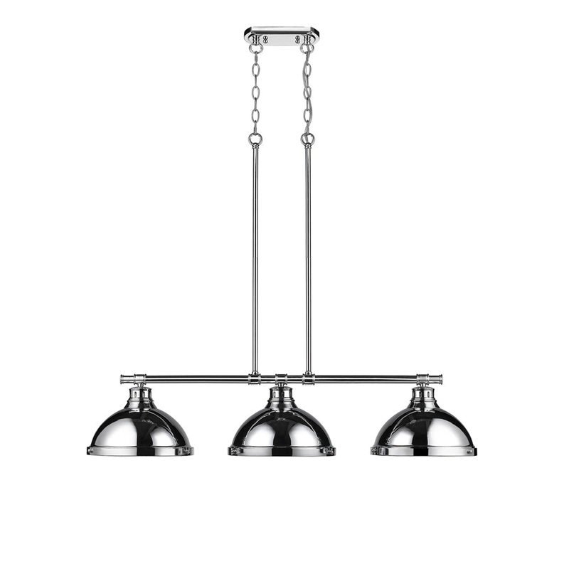 Three Light Linear Pendant from the Duncan Collection in Chrome Finish by Golden
