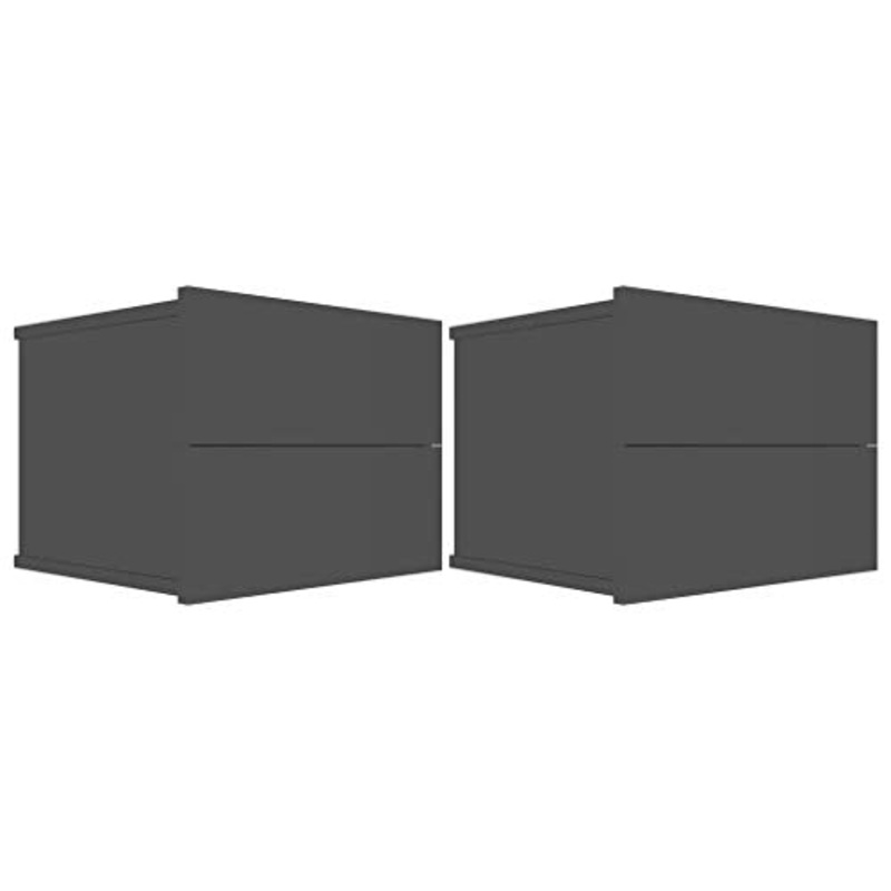 Tidyard 2pz Comodini Camera da Letto, Tavolini Lato Divano da Salotto Portaoggetti, Tavolino Divano per Soggiorno in Truciolato 40x30x30 cm Nero Lucido