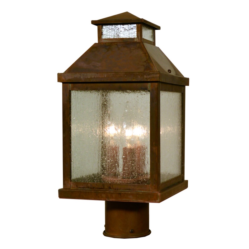 Arroyo CAP-7CS-RC Canterbury Three Light Post Mount Raw Copper