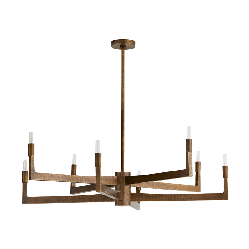 Arteriors 89485 Griff Eight Light Chandelier Antique Brass