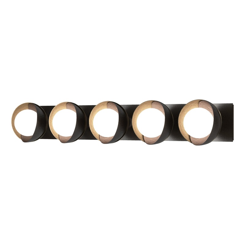 Brooklyn 5-Light Straight Double Shade Bath Sconce Oil Rubbed Bronze Soft Gold