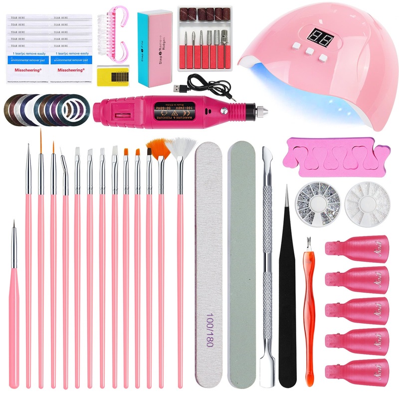 Complete Nail Art Manicure Kit – UV LED Lamp, Electric Drill, Brushes & Accessories
