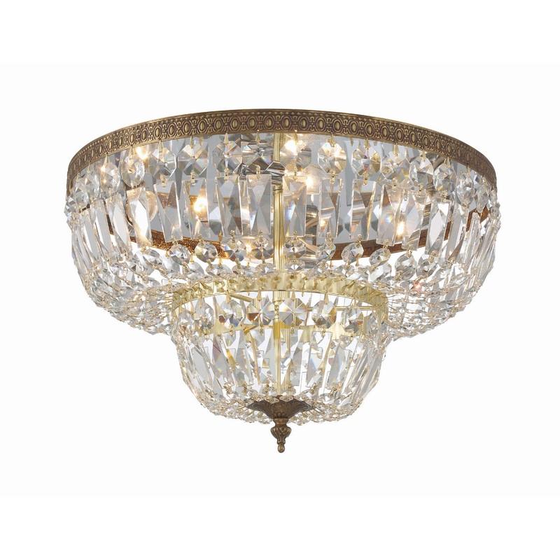 Crystorama 718-OB-CL-MWP Ceiling Mount Four Light Flush Mount Olde Brass