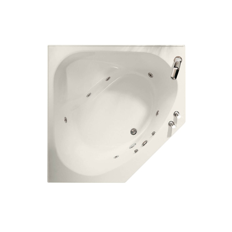 MAAX 100875-000-007-010 Tandem 5454 Acrylic Corner Center Drain Bathtub in Biscuit